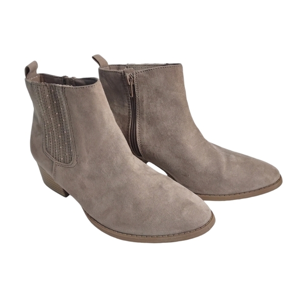 LC Lauren Conrad Shoes - LC Lauren Conrad Women's Taupe Embellished Ankle Boots Size 7M